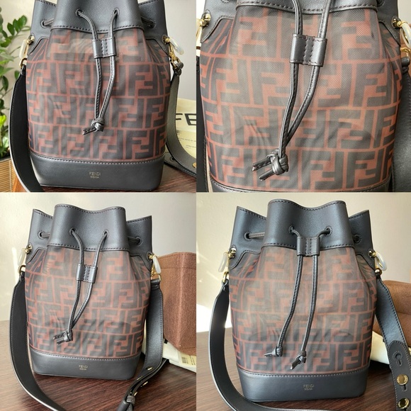 AUTHENTIC FENDI MON TRESOR BROWN BUCKET BAG IN ZUCCA MESH RETAIL 2,490$ - Picture 6 of 17
